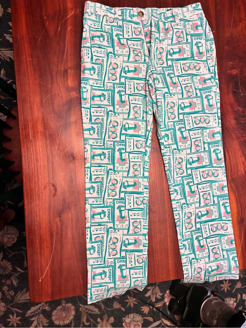 Vineyard Vines Pants Mens 30x30 Kentucky Derby Ticket Print Chino Casual Party - Picture 3 of 7